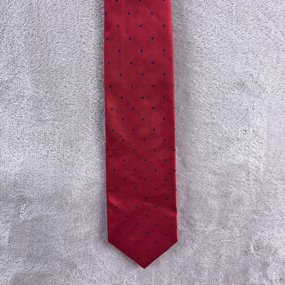 Brooks Brothers 346 Necktie Mens Red Blue Polka Dot Silk Classic Dress USA - Picture 2 of 6